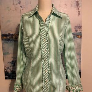 Lilly Pulitzer button down green stripe